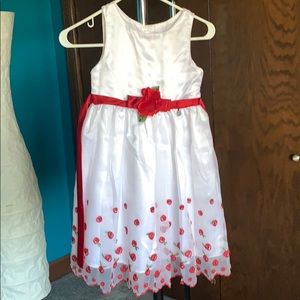 Girls white and red formal dress
